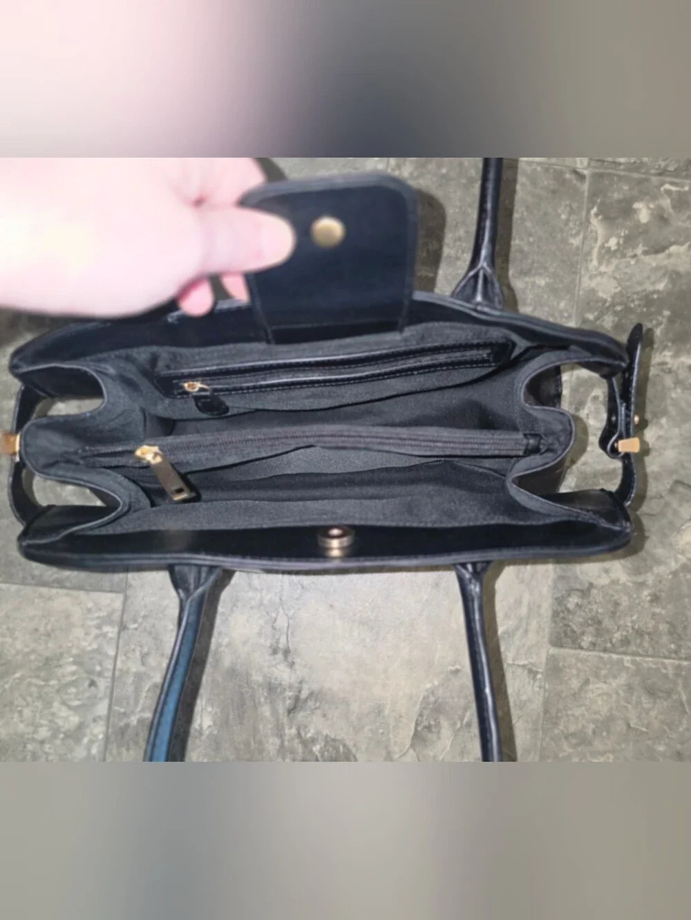 Time & Tru Maxwell Satchel Handbag In Black NWT